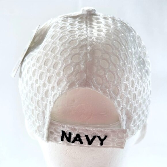 U S Navy Retired 3D Embroidered White Mesh Strapback Baseball Cap Hat New - Picture 4 of 7